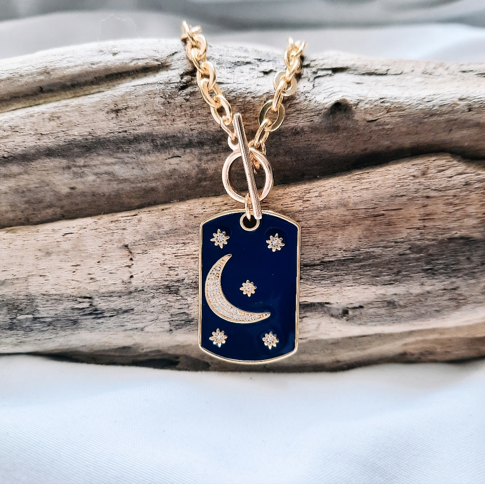 Gold plated 18k choker with moon